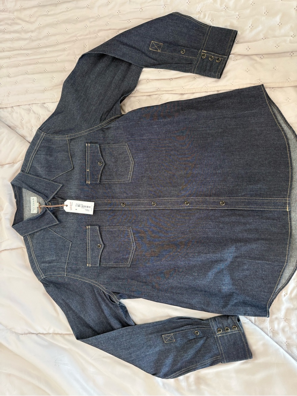 Tecovas Pearl Snap Denim Button Up Shirt Large NWT
